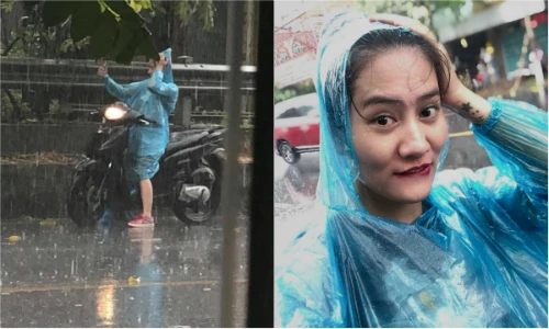 Nhan sắc hiếm có của cô gái check-in dưới mưa “triệu views”