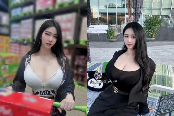 Đi siêu thị, gái xinh khoe triệt để vòng ngực khủng