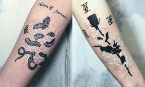 Mốt xăm cặp đôi mãng xà đen trắng hút hồn “dân chơi“