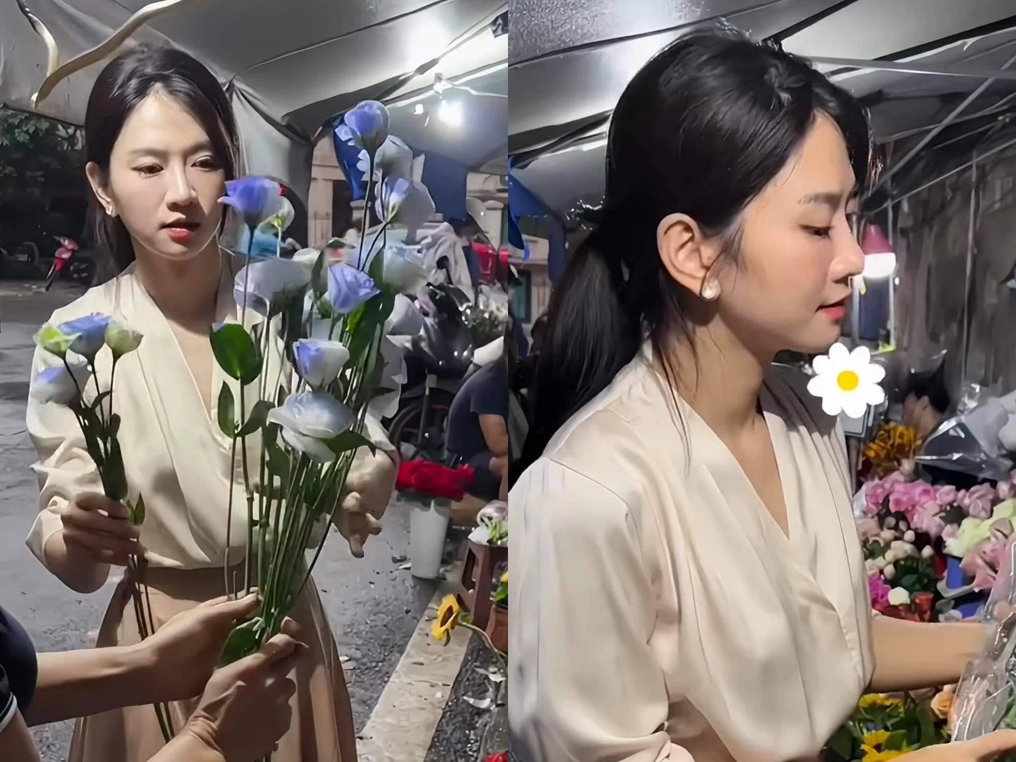 Đi chợ mua hoa, Lê Bống lọt vào camera của team qua đường