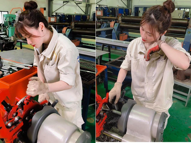 Danh tính nữ công nhân quá xinh đẹp, cười rạng rỡ "đốn tim" mọi ánh nhìn