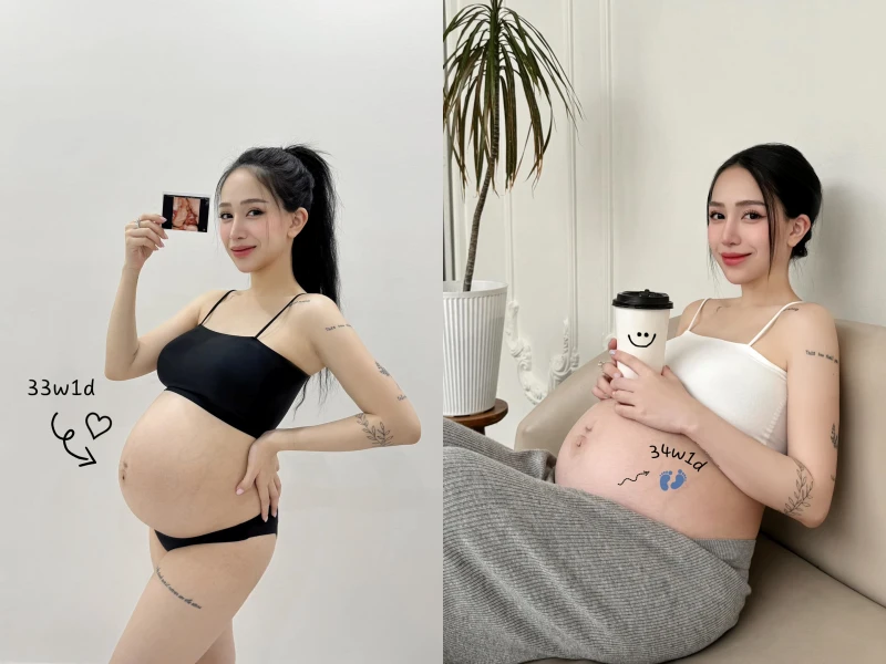 Trước ngày sinh nở, con gái Minh Nhựa chăm khoe bụng bầu