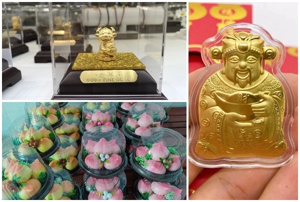 Lì xì Thần Tài, linh vật trâu vàng...giá rẻ hút khách ngày vía Thần Tài