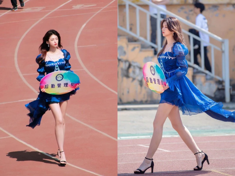 Nữ sinh cầm biển ở hội thao bỗng thành mỹ nhân toàn cõi mạng 