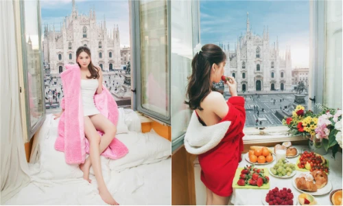 “Nữ hoàng nội y” lại khoe phòng khách sạn sang chảnh chất lừ 