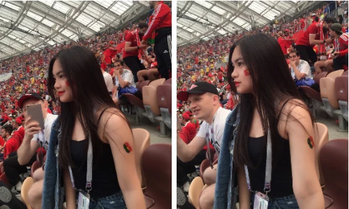 Chết mê với nhan sắc cô gái Việt xuất hiện tại khán đài World Cup 