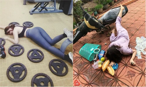 Dân mạng chế ảnh theo trào lưu “ngã sấp mặt” của hội con nhà giàu