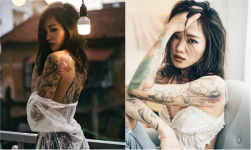 Hot girl xăm trổ Hà thành chụp ảnh táo bạo gây xôn xao