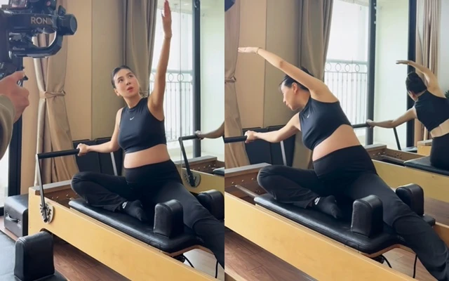 Nữ MC lấy chồng đại gia Bắc Giang, bụng bầu vẫn chăm tập luyện