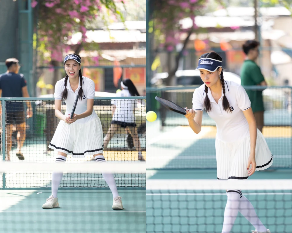 Nàng WAGs Việt bị chồng "ép" chơi pickleball, ra sân "visual" ngất trời