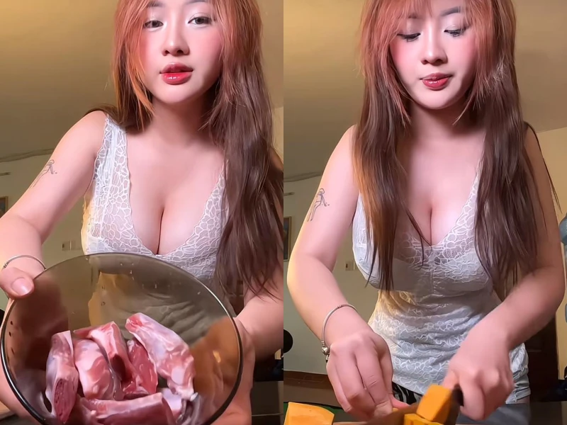 Dạy nấu ăn trên TikTok, hot girl khoe "tâm hồn tràn viên" gây bão