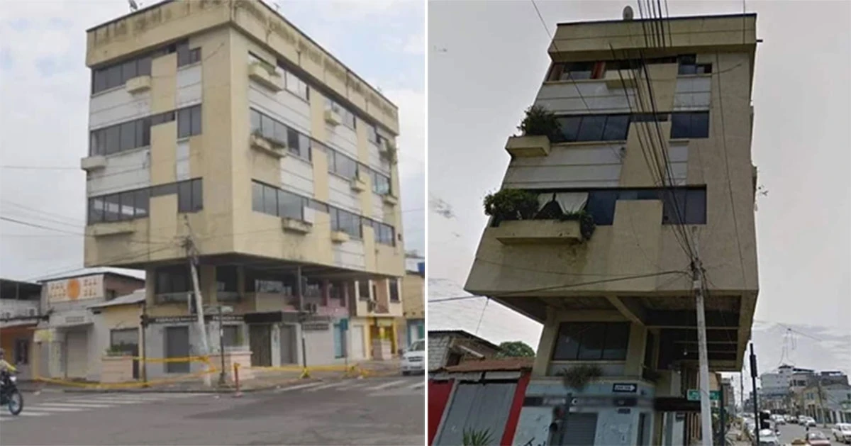 Cận cảnh tòa nhà “xiêu vẹo” vững chãi trước nhiều trận động đất