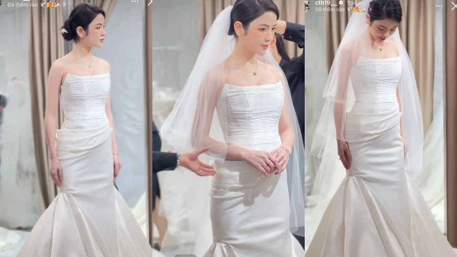 Vợ Quang Hải thử váy cưới, "nở mũi" vì điều dân mạng nhận xét 