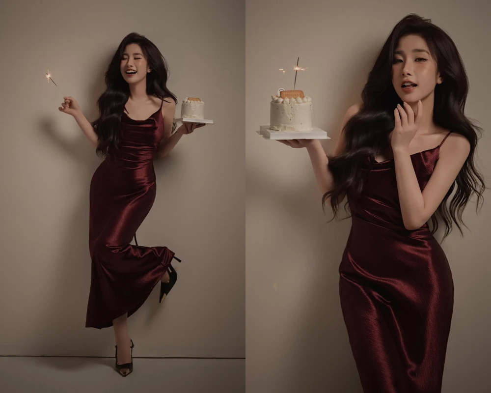 Diện váy lụa dính sát người, “Vợ quốc dân” Tiểu Hý mừng tuổi mới