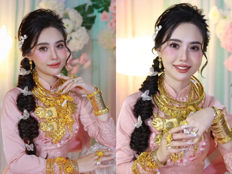 Cô dâu An Giang đeo trĩu cổ trong đám cưới gây sốt
