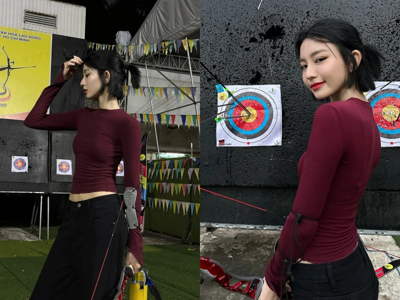 Hot girl Sài thành đi bắn cung khoe sắc vóc "sắc lẹm"