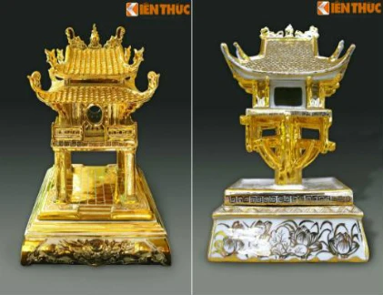 Mô hình kiến trúc vàng trên sứ hàng độc của Việt Nam