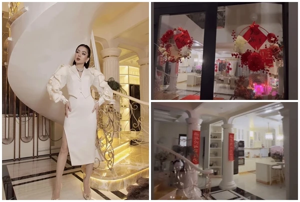 Cận cảnh biệt thự 600m2 của Lệ Quyên ngập sắc đỏ đón Tết