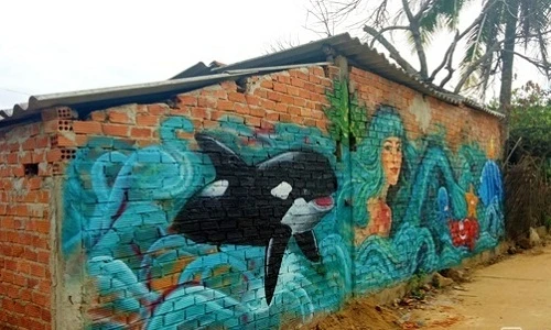 Làng bích họa 3D phát sáng trong đêm độc nhất vô nhị ở Quảng Ngãi