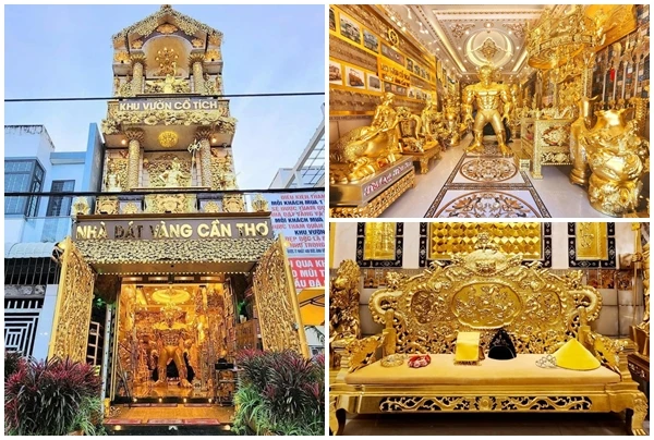 Lóa mắt trước “biệt phủ” dát vàng khủng nhất Cần Thơ 