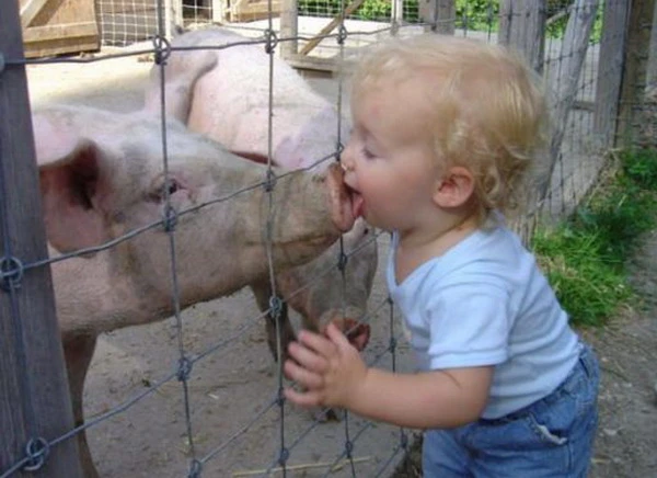 Bé “thơm” cún cưng - đừng sợ!