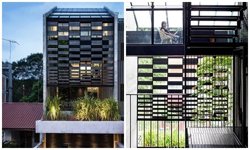 Nhà phố khác lạ với mặt tiền lọc ánh sáng