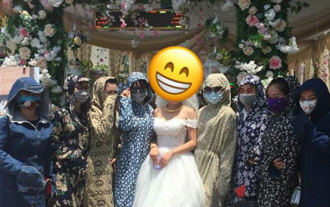 Cười té ghế với hội chị em "ninja" đi đám cưới ngày nắng đổ lửa