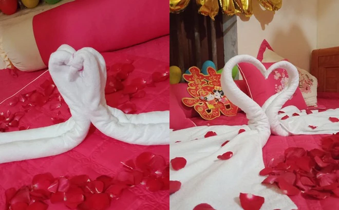 Dân mạng nhìn mãi không ra tác phẩm trang trí giường cưới bá đạo