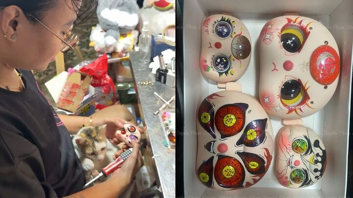 Vẽ mặt cho búp bê Baby Three giới trẻ dễ kiếm tiền