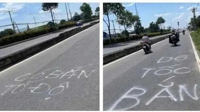 Công an mời làm việc người phun chữ 'bắn tốc độ' trên đường 