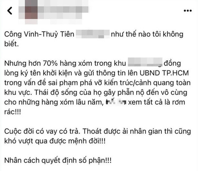Công Vinh - Thủy Tiên tiếp tục gặp "biến": 70% hàng xóm đồng lòng khởi kiện? Cong Vinh - Thuy Tien tiep tuc gap