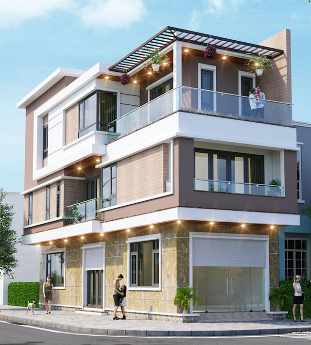 Những mẫu nhà phố 2 mặt tiền đẹp và hiện đại - Hình 2 Nhung mau nha pho 2 mat tien dep va hien dai-Hinh-2