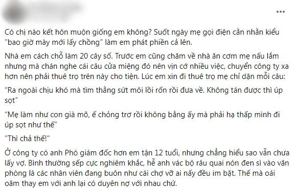 Ngán ngẩm mẹ giục lấy chồng, cô gái không ngờ 'vớ' trúng sếp lớn Ngan ngam me giuc lay chong, co gai khong ngo 'vo' trung sep lon