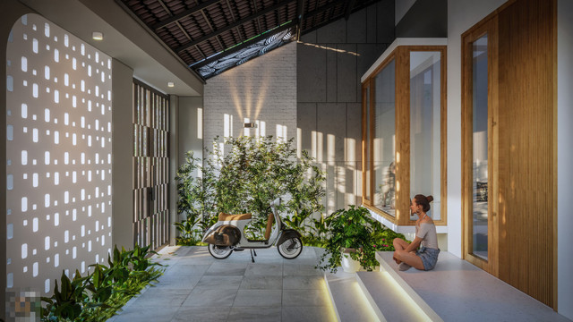Nhà cấp 4 ở Bình Thuận mặt tiền lấy ý tưởng từ sóng biển - Hình 4 Nha cap 4 o Binh Thuan mat tien lay y tuong tu song bien-Hinh-4