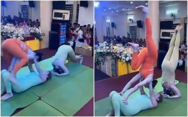 3 cô gái mặc đồ bó sát biểu diễn yoga góp vui ở đám cưới 3 co gai mac do bo sat bieu dien yoga gop vui o dam cuoi