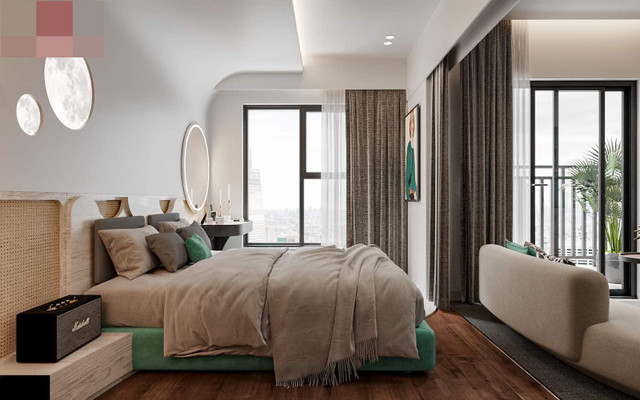 Căn hộ 55m2 ở Bình Dương màu xanh mát mẻ, đẹp mê mẩn - Hình 6 Can ho 55m2 o Binh Duong mau xanh mat me, dep me man-Hinh-6