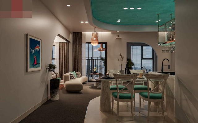 Căn hộ 55m2 ở Bình Dương màu xanh mát mẻ, đẹp mê mẩn - Hình 2 Can ho 55m2 o Binh Duong mau xanh mat me, dep me man-Hinh-2