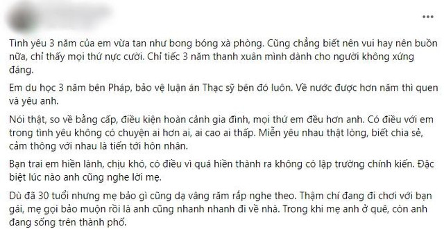 Bị bạn trai "đá" vì sợ vợ bằng cấp cao đè đầu cưỡi cổ Bi ban trai
