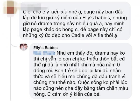Elly Trần đáp gì khi được khuyên không bày drama trên page hai con? - Hình 3 Elly Tran dap gi khi duoc khuyen khong bay drama tren page hai con?-Hinh-3