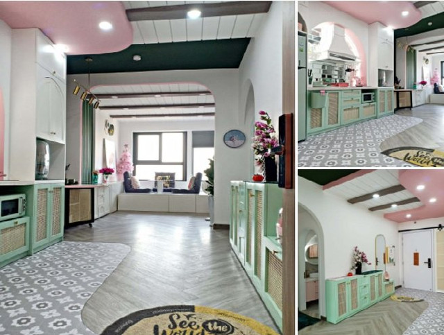 Căn hộ vintage với màu chủ đạo xanh, hồng xinh như nhà cho búp bê - Hình 2 Can ho vintage voi mau chu dao xanh, hong xinh nhu nha cho bup be-Hinh-2
