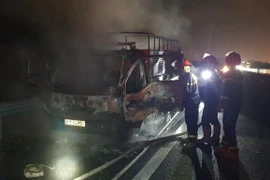 Xe tải bốc cháy dữ dội trên cao tốc Phan Thiết – Dầu Giây