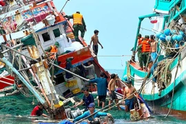 Tàu cá va đá ngầm, 13 thuyền viên được cứu an toàn trên vùng biển Cà Mau