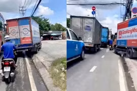 Lấn làn, vượt ẩu: Video xe tải leo vỉa hè ở TP HCM gây phẫn nộ