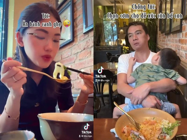 Thanh Tú bình thản ăn uống, chồng đại gia chăm con Thanh Tu binh than an uong, chong dai gia cham con