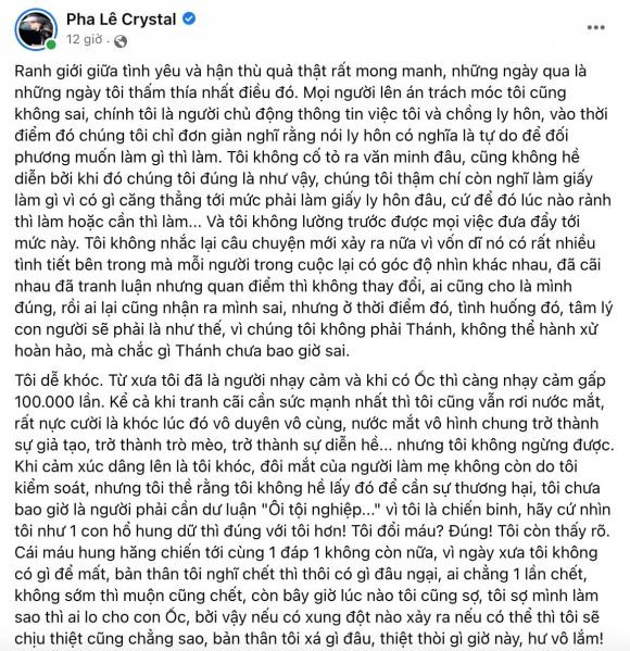 Pha Lê tổn thương vì chồng cũ vẫn nhìn mặt vì lí do này Pha Le ton thuong vi chong cu van nhin mat vi li do nay
