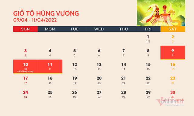 Giỗ Tổ Hùng Vương và 30/4-1/5, người lao động được nghỉ 7 ngày Gio To Hung Vuong va 30/4-1/5, nguoi lao dong duoc nghi 7 ngay