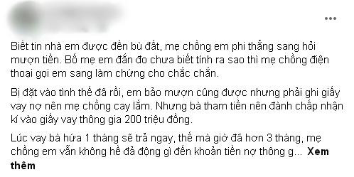 Mẹ chồng vay tiền thông gia, con dâu tức uất nghẹn khi 'xin lại' Me chong vay tien thong gia, con dau tuc uat nghen khi 'xin lai'
