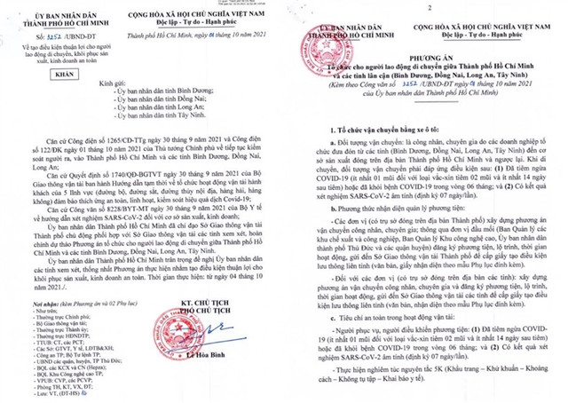 TP HCM hoàn thành phương án cho phép người dân đi lại 4 tỉnh liền kề TP HCM hoan thanh phuong an cho phep nguoi dan di lai 4 tinh lien ke
