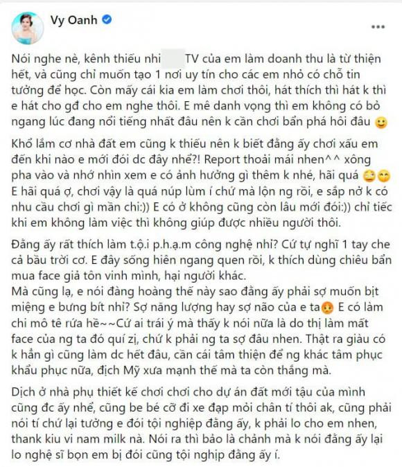 Vy Oanh đáp trả đầy thâm thúy khi có người chơi xấu mình Vy Oanh dap tra day tham thuy khi co nguoi choi xau minh