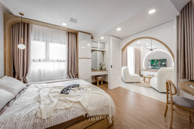 Căn hộ 70m2 đẹp như mơ với những đường cong mềm mại - Hình 7 Can ho 70m2 dep nhu mo voi nhung duong cong mem mai-Hinh-7